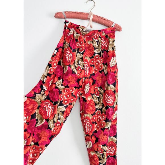 Vintage 90’s Laura Ashley Floral Cotton High Rise Tapered Leg Pants xs small - Picture 4 of 6